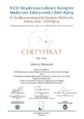Certyfikat uczestnictwa w XVII Międzynarodowym Kongresie Medycyny Estetyczne i Anti-Aging