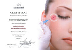 Certyfikat udziału w kursie iniekcji toksyny botulinowej