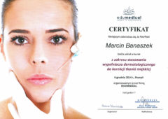 Certyfikat - kurs z zakresu stosowania wypełniacza dermatologicznego