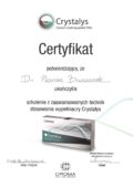 certyfikat ukończenia szkolenia z technik stosowania wypełniaczy Crystalys