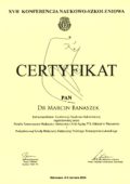 certyfikat uczestnictwa w konferencji naukowo-szkoleniowej